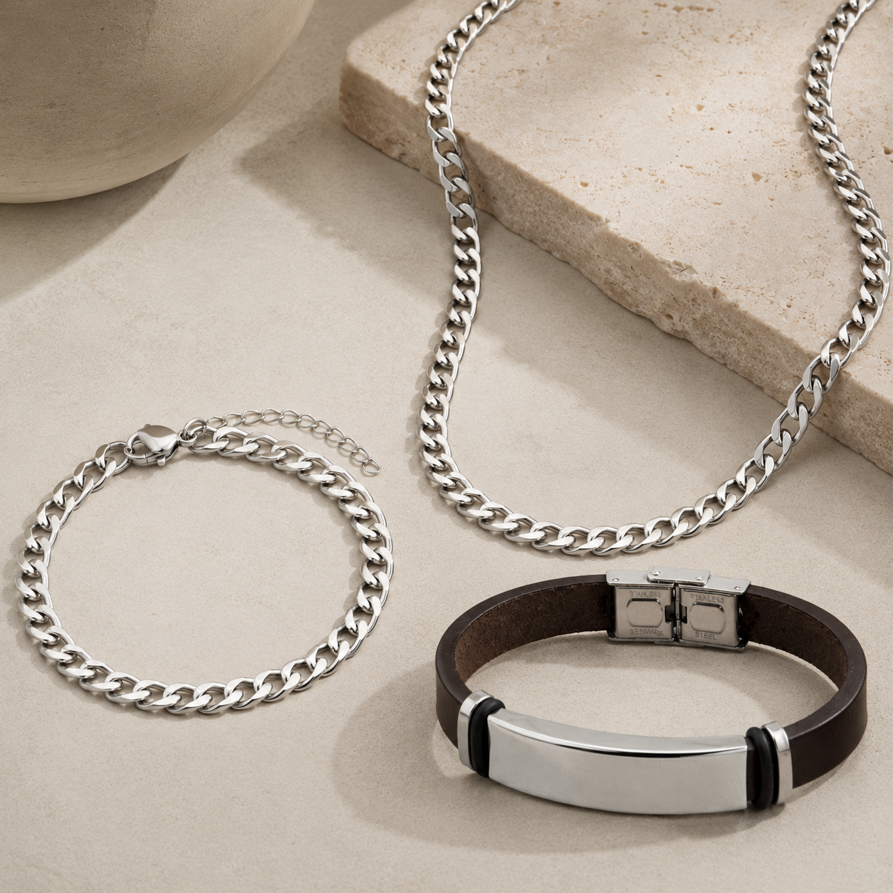 Set x3 Corsario Plateado Acero Hombre