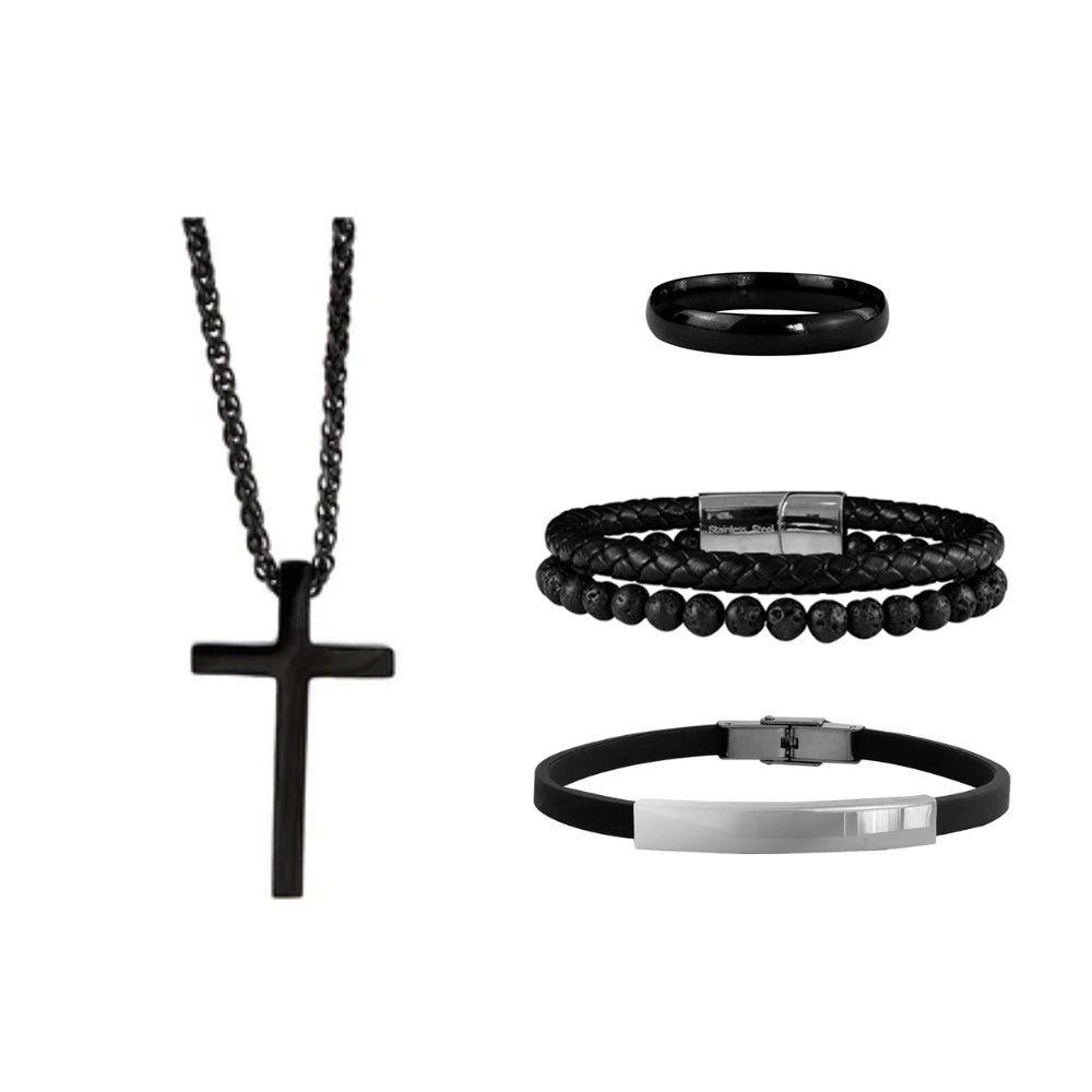 Set x4 Arrax Negro Acero Hombre