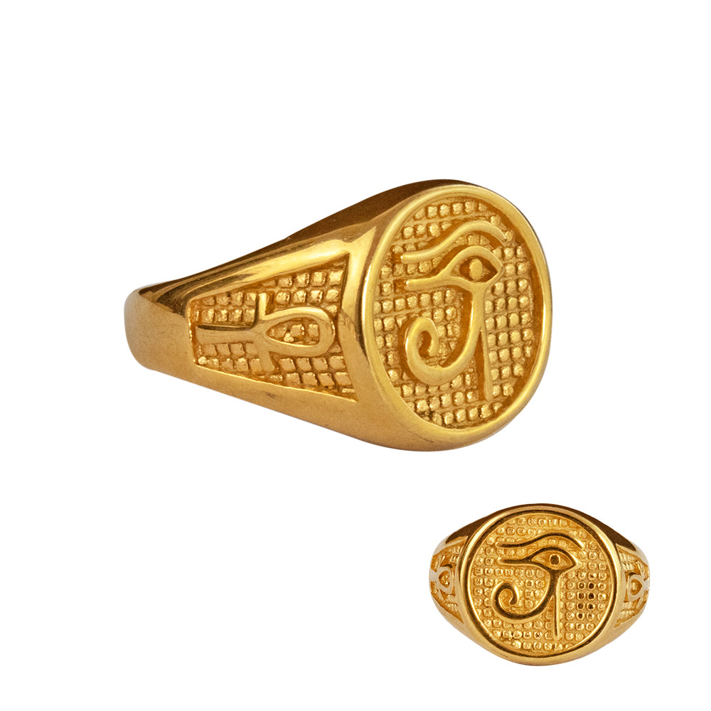 Anillo Ojos de Horus Acero Hombre