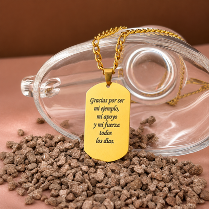 Collar Placa Grabado Acero Hombre