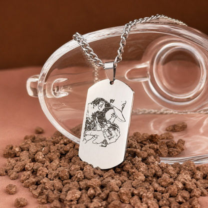 Collar Placa Grabado Acero Hombre