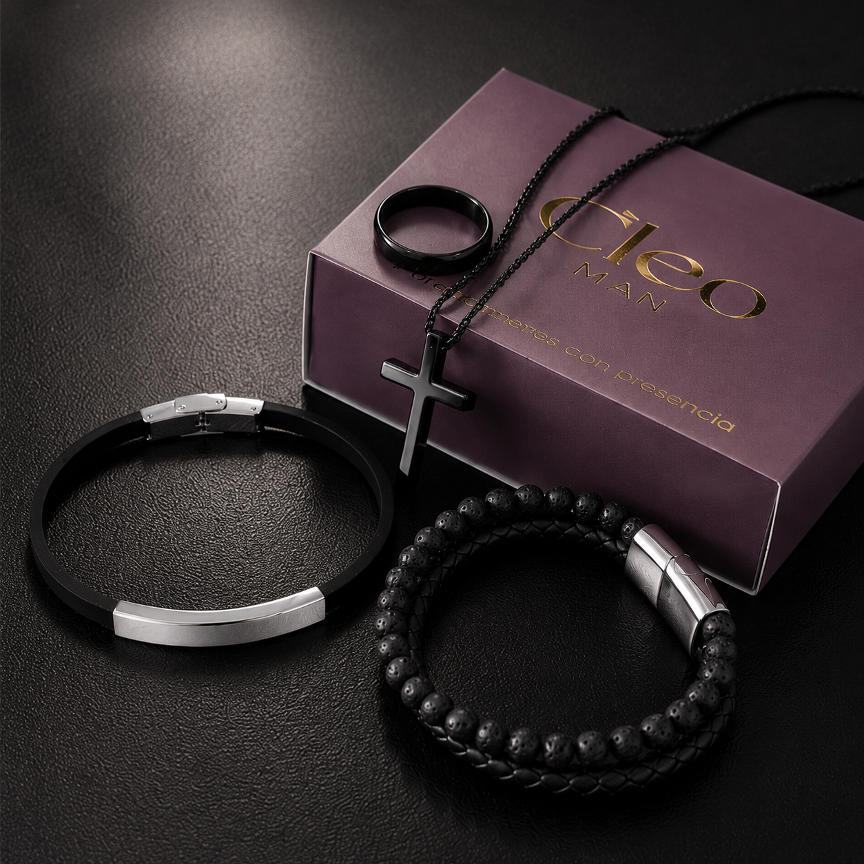 Set x4 Arrax Negro Acero Hombre
