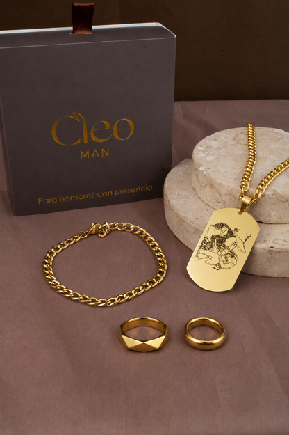 Set x4 Leviatán Dorado Acero Hombre