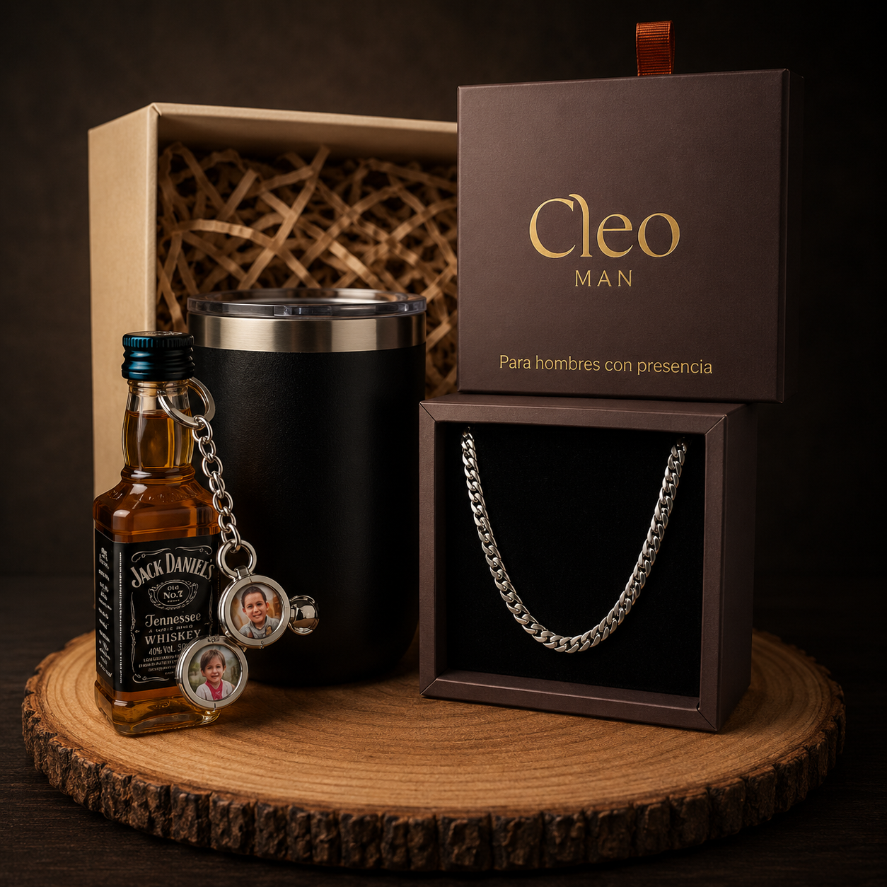Box Personalizado Papá Plateado Acero Hombre