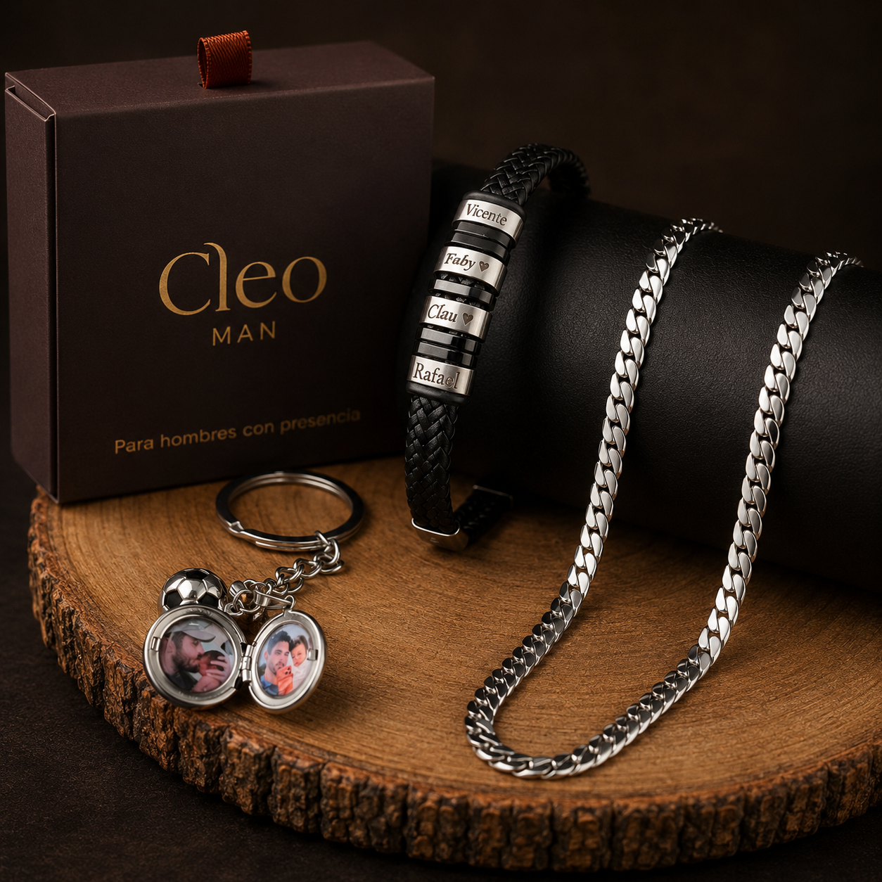 Set x3 Imperio Plateado Acero Hombre