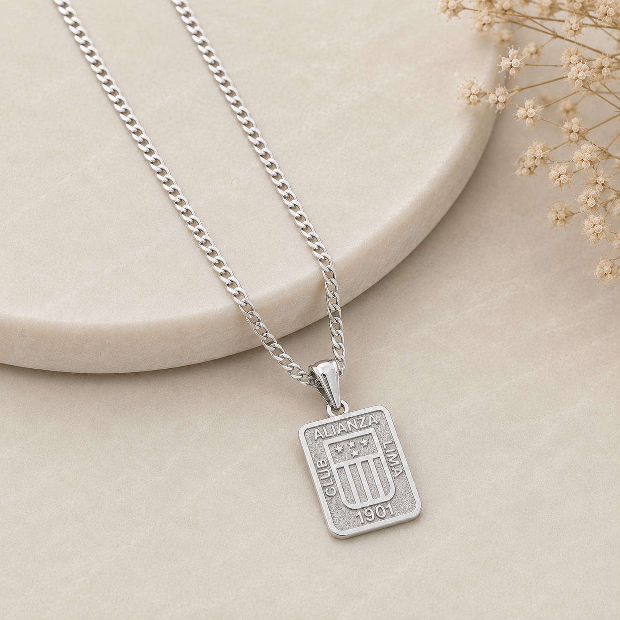 Collar Alianza Lima Escudo Plateado Plata