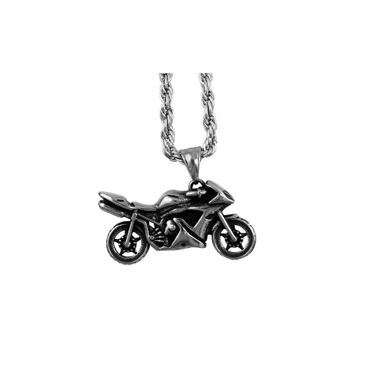 Collar Rider Plateado Acero Hombre
