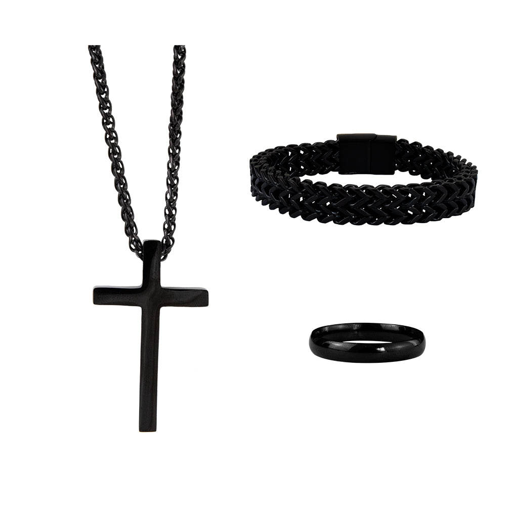 Set x3 Obsidiana Negro Acero Hombre