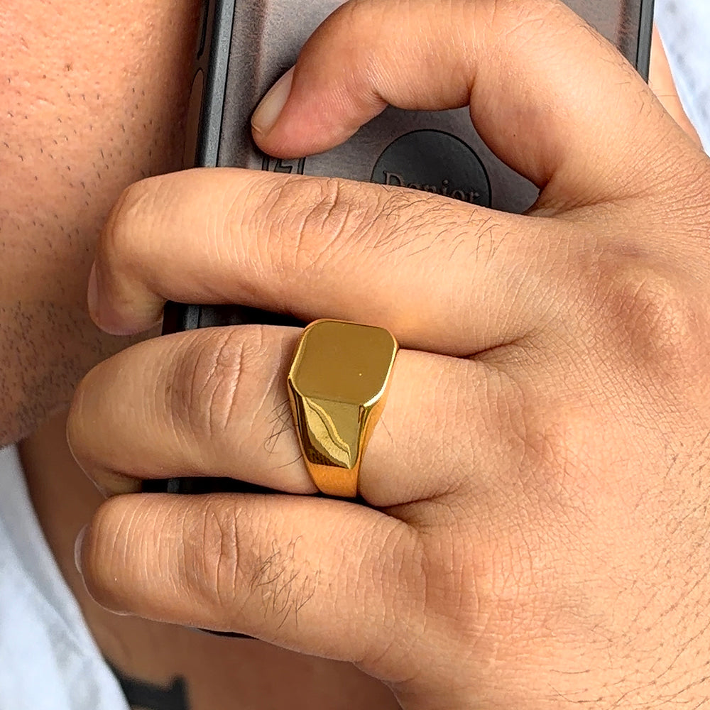 Anillo Prime Dorado Acero Hombre