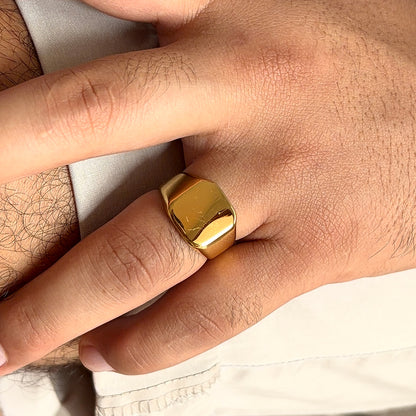 Anillo Prime Dorado Acero Hombre