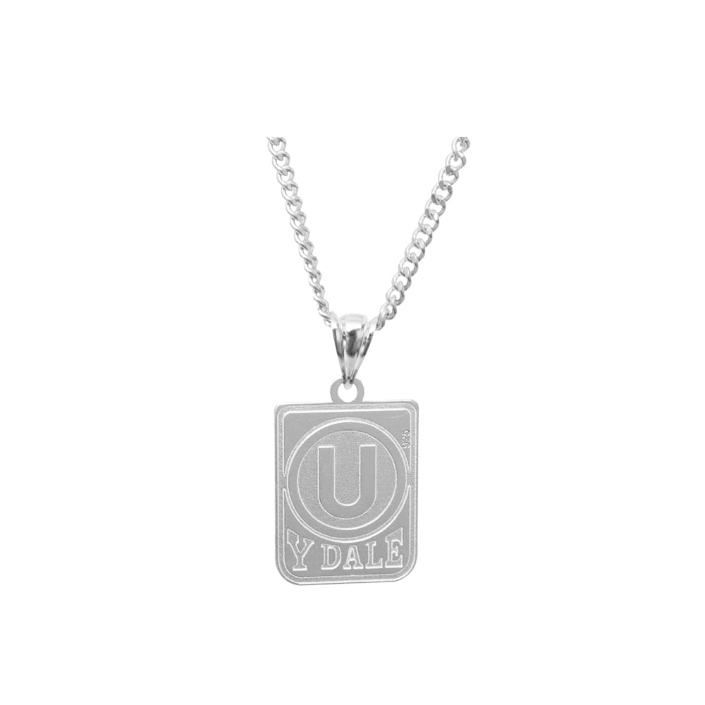 collar de hombre, collar plateado de hombre, collar de equipo de fultbol, collar de universitario, collar de la U, collar chunky plateado, collar dale U