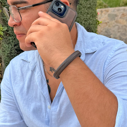 Pulsera Onyx Marrón Cuerina Hombre