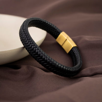 Pulsera Onyx Marrón Cuerina Hombre