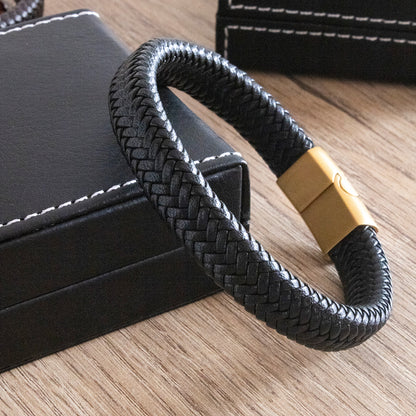 Pulsera Onyx Marrón Cuerina Hombre