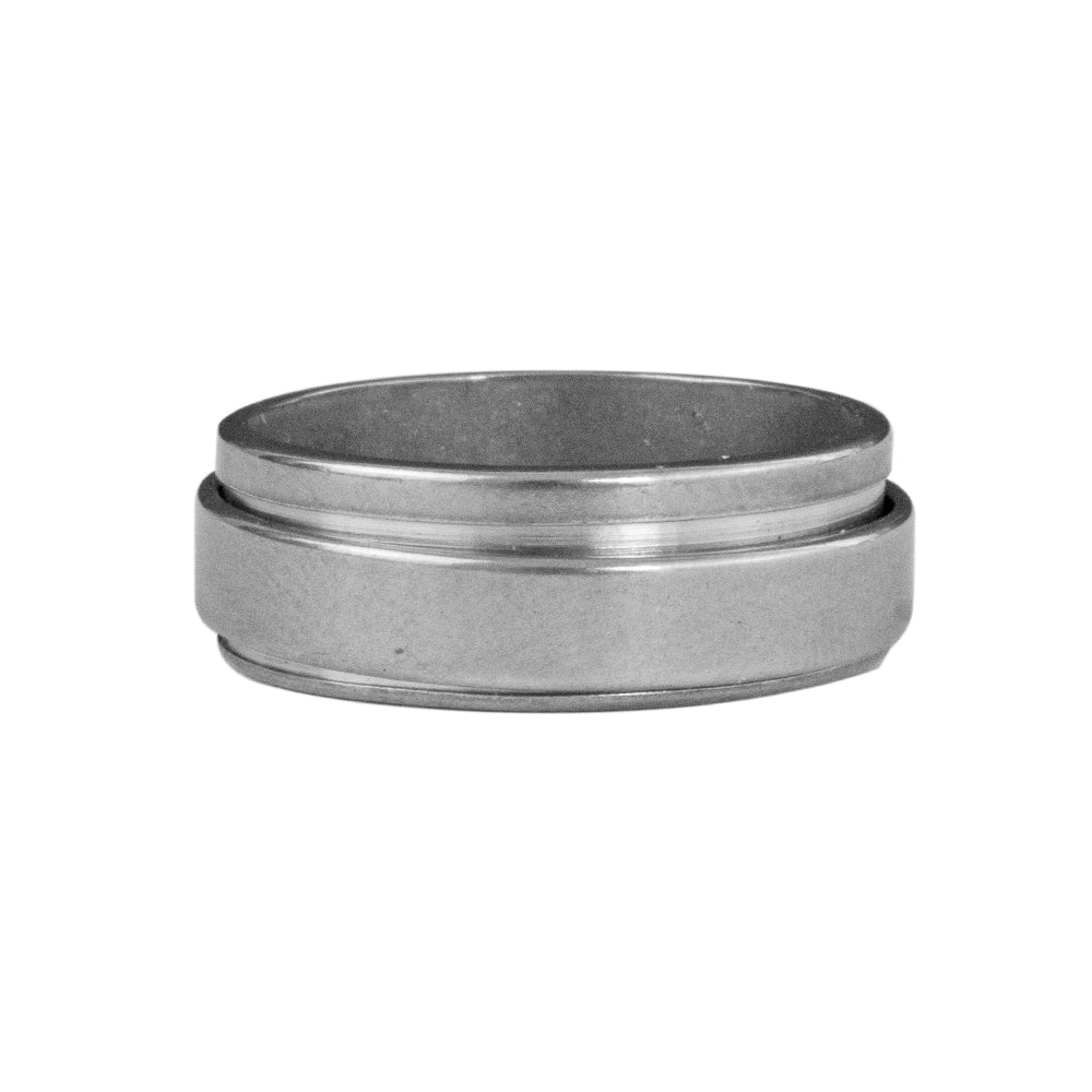 Anillo Sterling Giratorio Plateado Acero Hombre