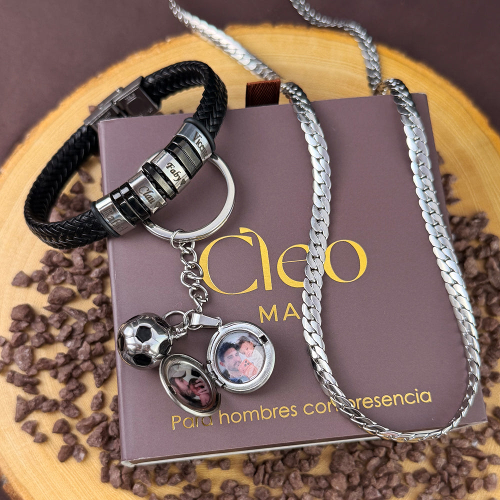 Set x3 Imperio Plateado Acero Hombre