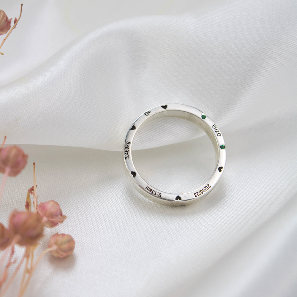 Anillo de Nacimiento Liso Plateado Plata Hombre