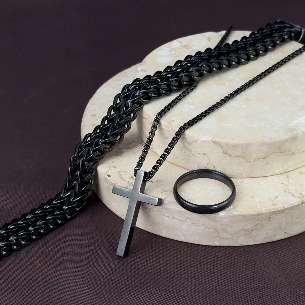 Set x3 Obsidiana Negro Acero Hombre