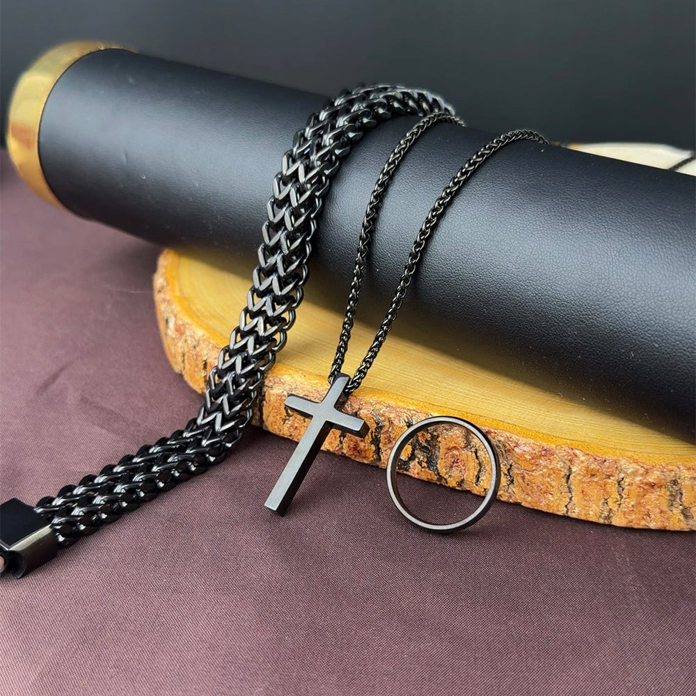 Set x3 Obsidiana Negro Acero Hombre