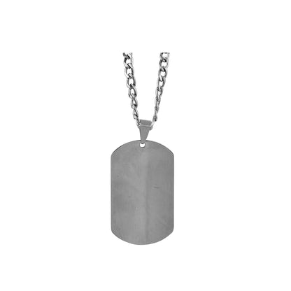 Collar Placa Grabado Acero Hombre