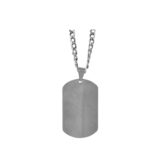 Collar Placa Grabado Acero Hombre