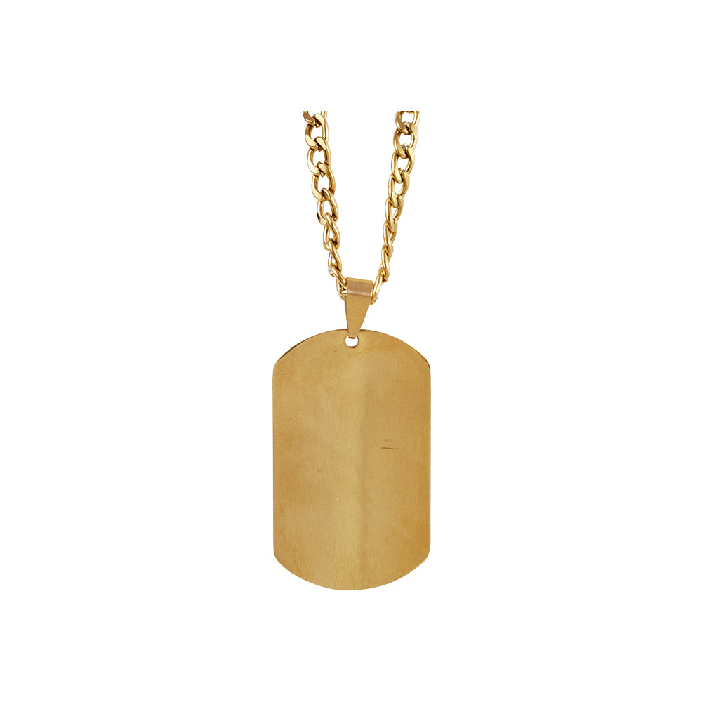 Collar Placa Grabado Acero Hombre