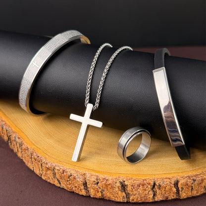 Set x4 Ragnar Plateado Acero  Hombre