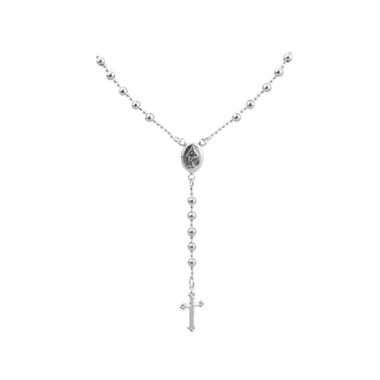 Rosario Plateado Plata Hombre