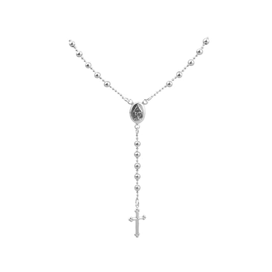 Rosario Plateado Plata Hombre