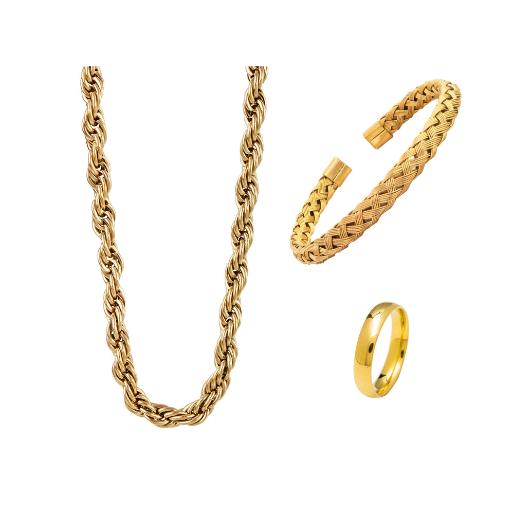 Set x3 Vanguard Dorado Acero Hombre